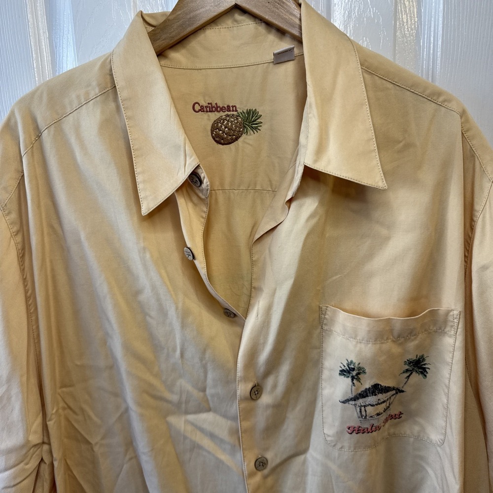 Caribbean Men's Shirt 83% Tencel/17% Cotton Hawaiian Tropical Beach Shirt 2XL